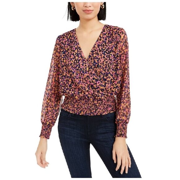 Bar III Smocked Surplice Top - Picture 1 of 7